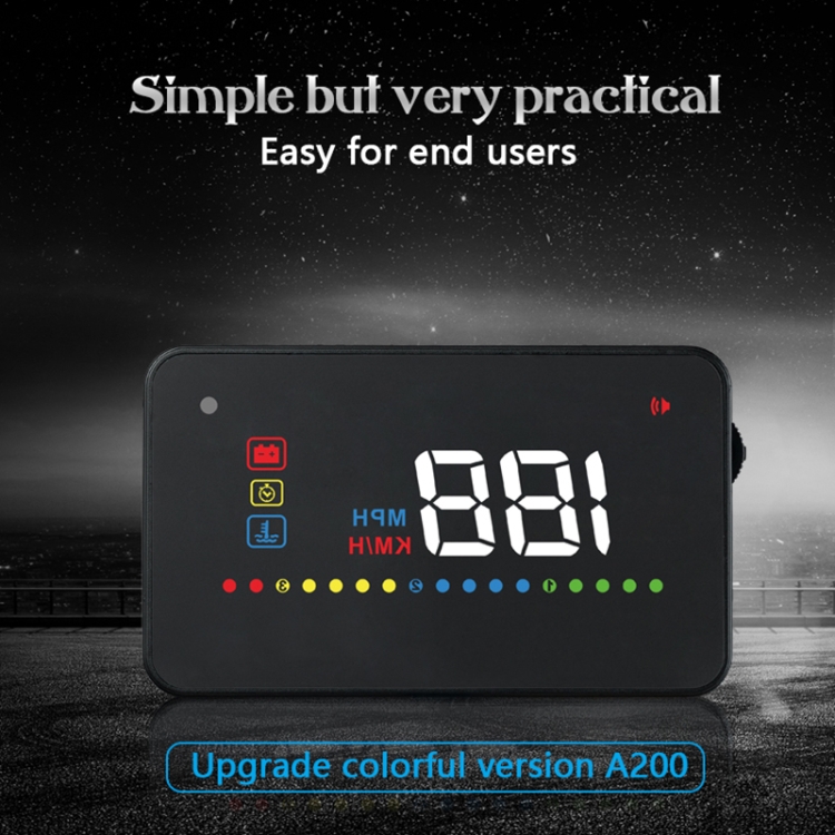 A200 OBD2 3.5 inch Vehicle-mounted Head Up Display Security System, Support Car Speed / Engine Revolving Speed Display / Water Temperature / Voltage