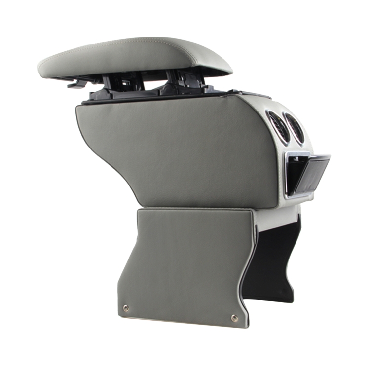 Car ABS Leather Wrapped Armrest Box with Fast Charge USB Holes and Cables for Tiguan(Grey)