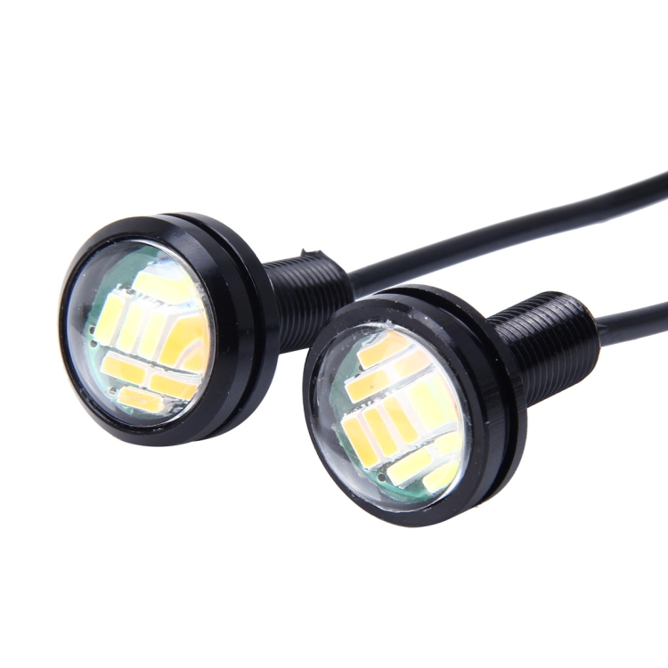 2 PCS 2W Car Auto Eagle Eyes Fog Light Turn Light with 12 SMD-4014 LED Lamps, DC 12V Cable Length: 55cm (White + Yellow Light)