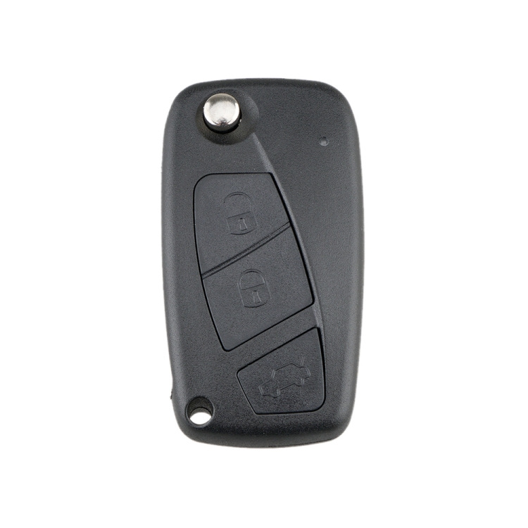 For FIAT Car Keys Replacement 3 Buttons Car Key Case with Side Battery Holder (Black)