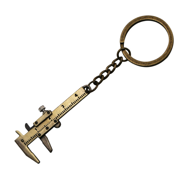 5 PCS Mini Vernier Caliper Keychain Key Rings (Bronze)