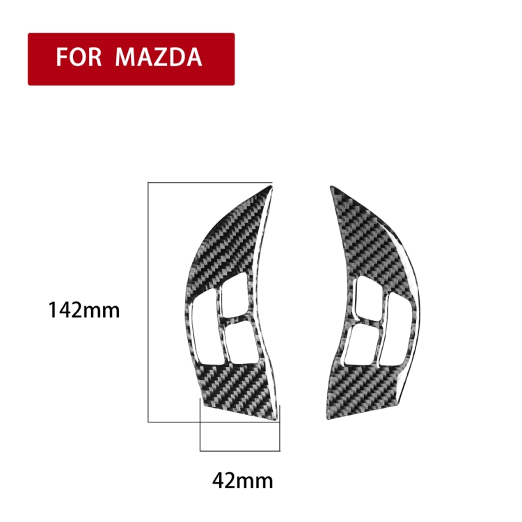 2 PCS Car Carbon Fiber Steering Wheel Decorative Sticker for Mazda RX8 2004-2008, Left and Right Drive Universal