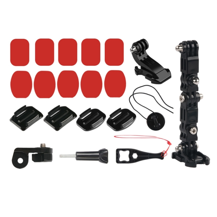 Cycling Helmet Adhesive Multi-Joint Arm Fixed Mount Set with J-Hook Buckle Mount & Adapter & Screw for GoPro, Insta360, DJI and Other Action Cameras