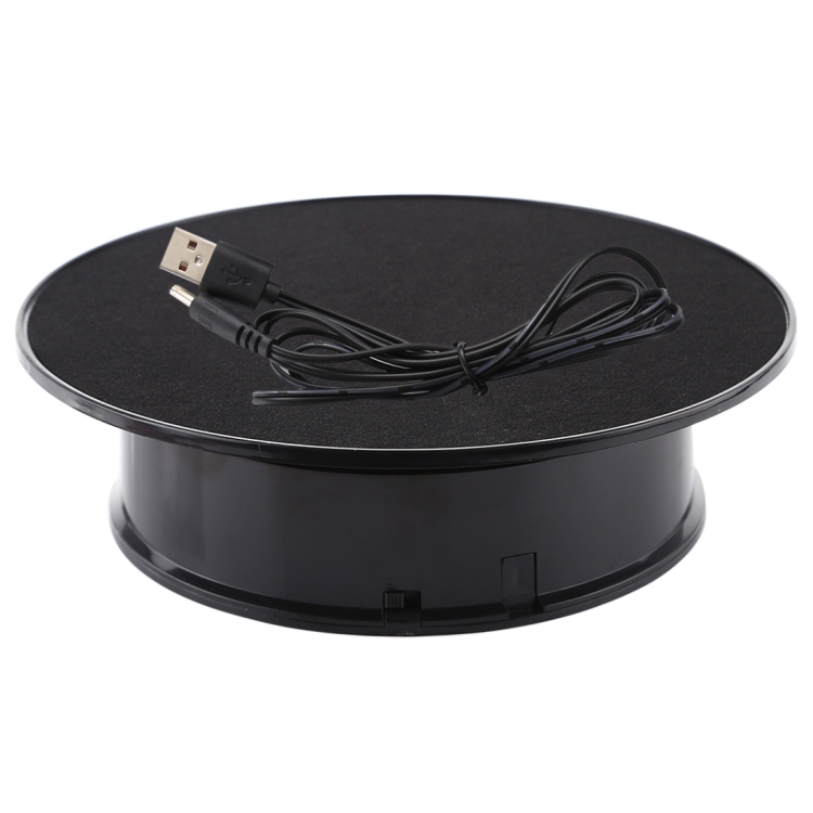 20cm 360 Degree Electric Rotating Turntable Display Stand Photography Video Shooting Props Turntable, Load 1.5kg, Powered by Battery & USB(Black)