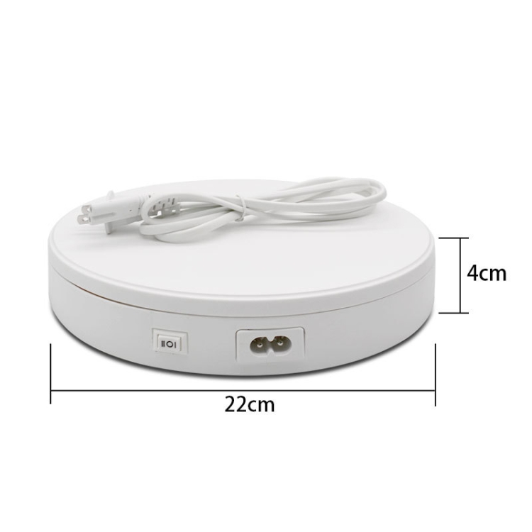 22cm Electric Rotating Turntable Display Stand Live Video Shooting Props Turntable Jewelry Shoes Display Platform, EU Plug (White)