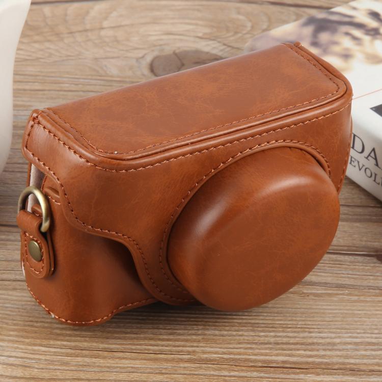 For Sony ZV-1F Vlog Camera Full Body Leather Camera Case Bag with Strap (Brown)