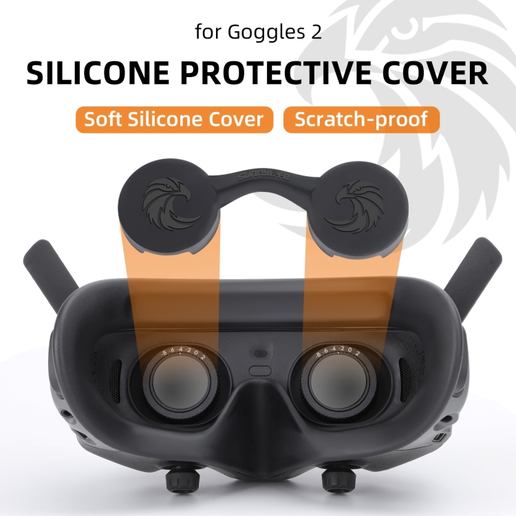 For DJI Goggles 2 / Goggles 3 Lens Cover Dust-proof VR Lens Silicone Case Soft Protector (Black)