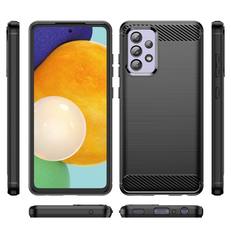 For Samsung Galaxy A52 5G / 4G Brushed Texture Carbon Fiber TPU Case(Black)