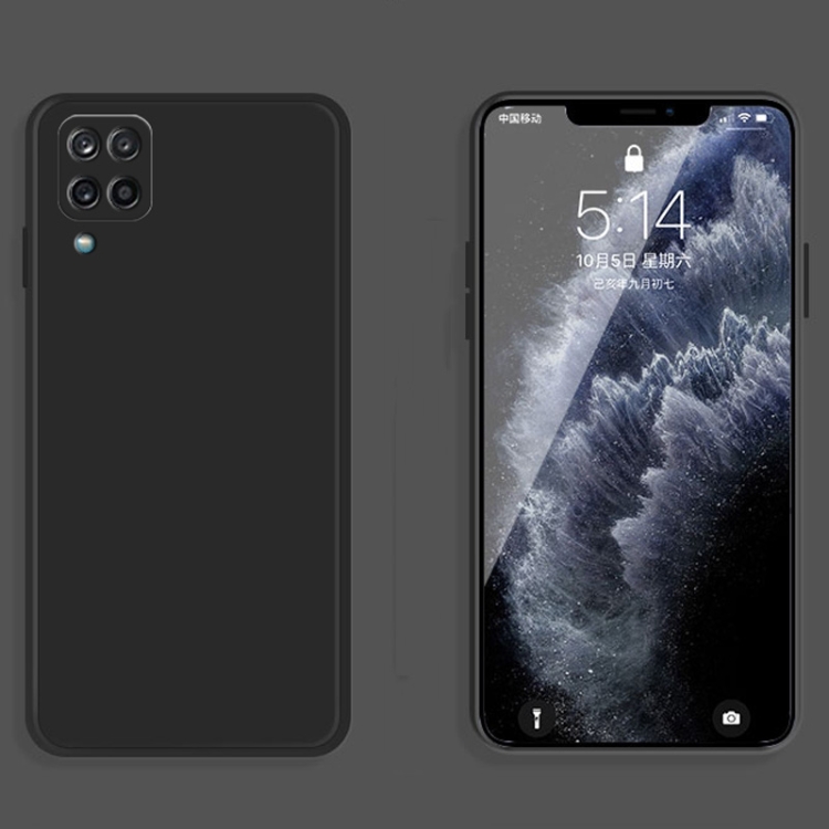 For Samsung Galaxy A12 5G Solid Color Imitation Liquid Silicone Straight Edge Dropproof Full Coverage Protective Case(Black)