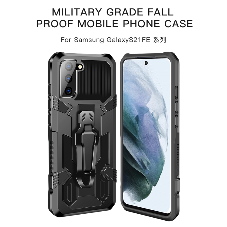 For Samsung Galaxy S21 FE Armor Warrior Shockproof PC + TPU Protective Case(Black)