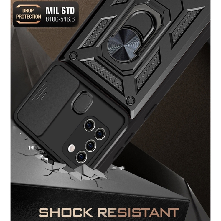 For Samsung Galaxy A21s Sliding Camera Cover Design TPU+PC Protective Case(Blue)