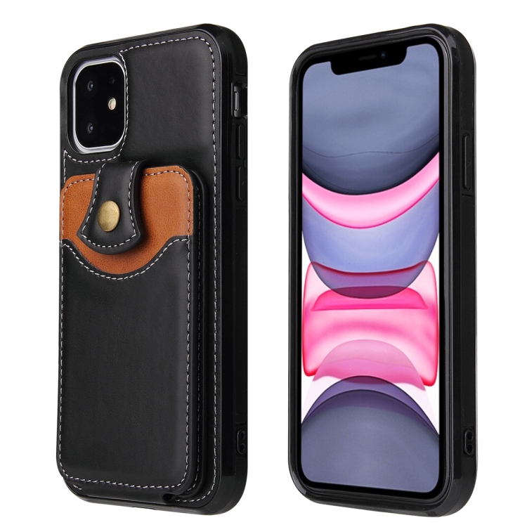 For iPhone 11 Soft Skin Leather Wallet Bag Phone Case (Black)