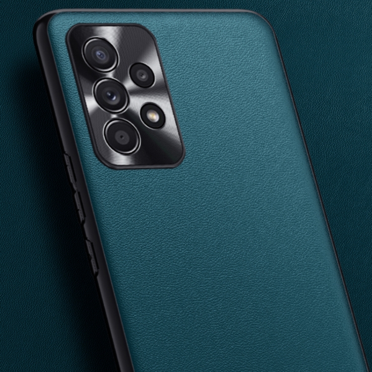 For Samsung Galaxy A73 Plain Skin Leather Phone Case(Cyan)