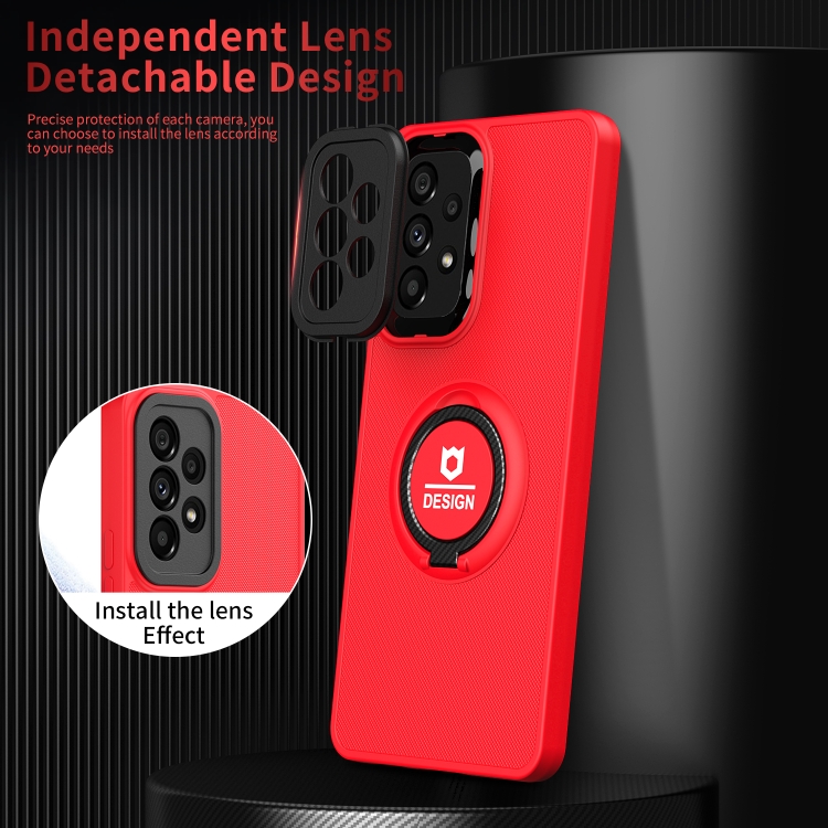 For Samsung Galaxy A23 4G Eagle Eye Ring Holder Phone Case(Red + Black)