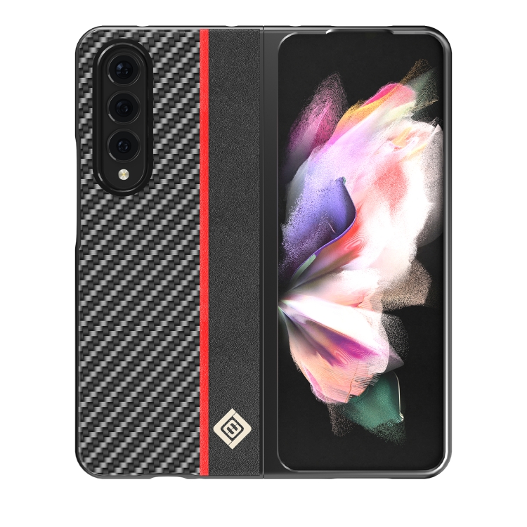 For Samsung Galaxy Z Fold4 5G LC.IMEEKE Carbon Fiber Horizontal Flip Leather Phone Case(Horizontal Black)