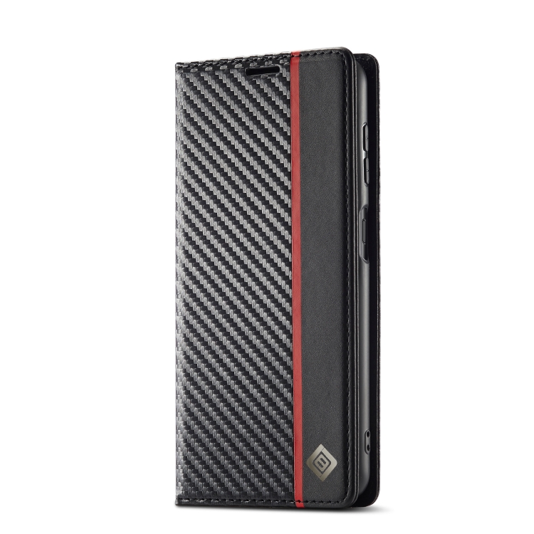 For Samsung Galaxy A14 4G / 5G LC.IMEEKE Carbon Fiber Leather Phone Case(Vertical Black)