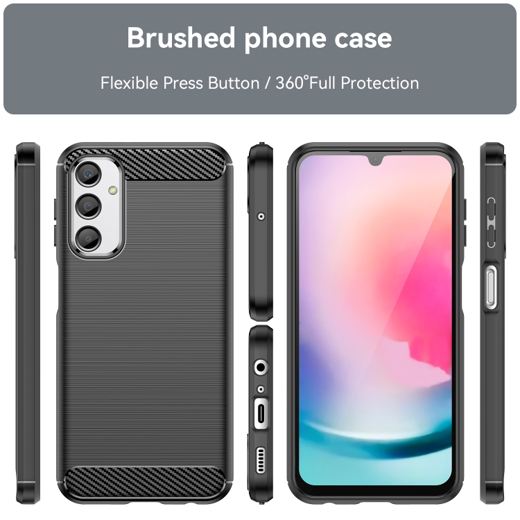 For Samsung Galaxy A24 4G Brushed Texture Carbon Fiber TPU Phone Case(Black)