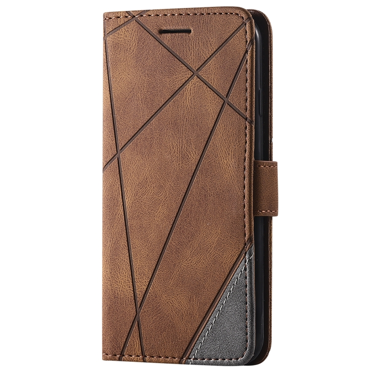 For iPhone SE 2022 / SE 2020 / 8 / 7 Skin Feel Splicing Horizontal Flip Leather Case with Holder & Card Slots & Wallet & Photo Frame(Brown)