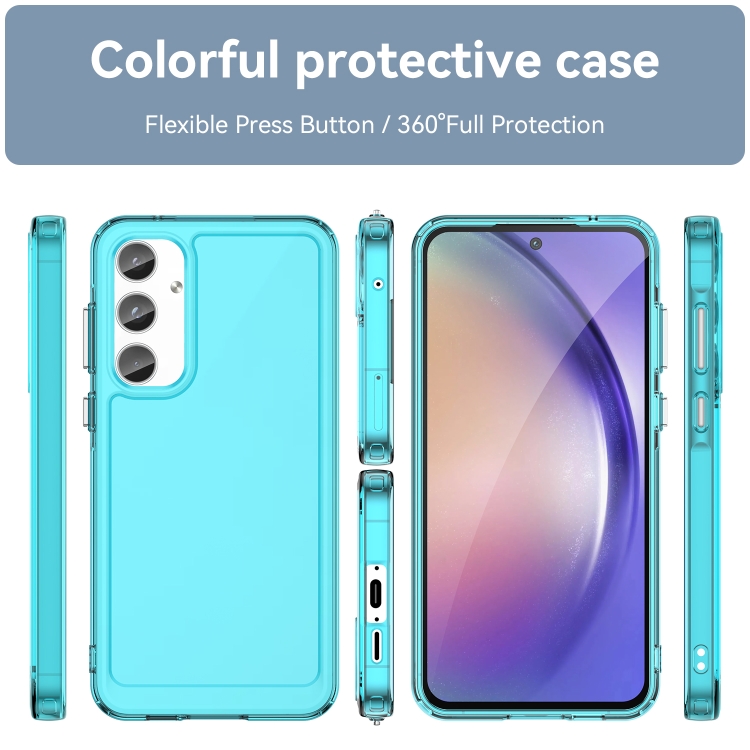 For Samsung Galaxy A55 Candy Series TPU Phone Case(Transparent Blue)
