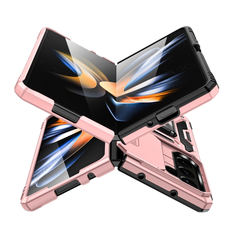 For Samsung Galaxy Z Fold5 5G Armor PC + TPU Camera Shield Phone Case(Rose Gold)