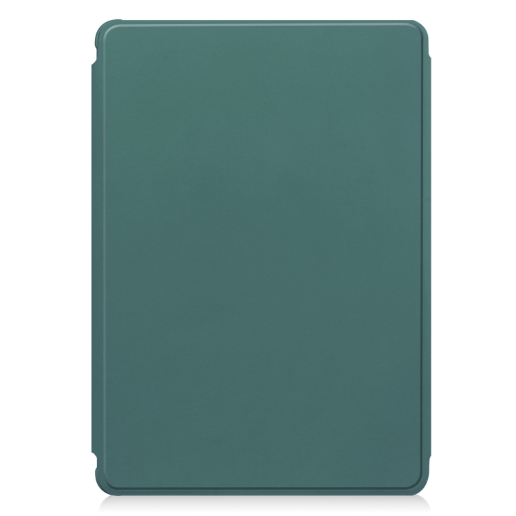 For Samsung Galaxy Tab S9 FE+ / S10+ 360 Rotation Transparent Smart Leather Case with Keyboard(Dark Green)