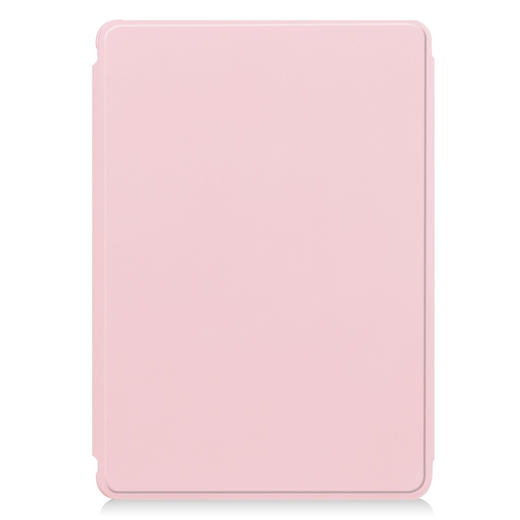 For Samsung Galaxy Tab S9 FE / S10 FE 360 Rotation Transparent Smart Leather Case with Keyboard(Pink)