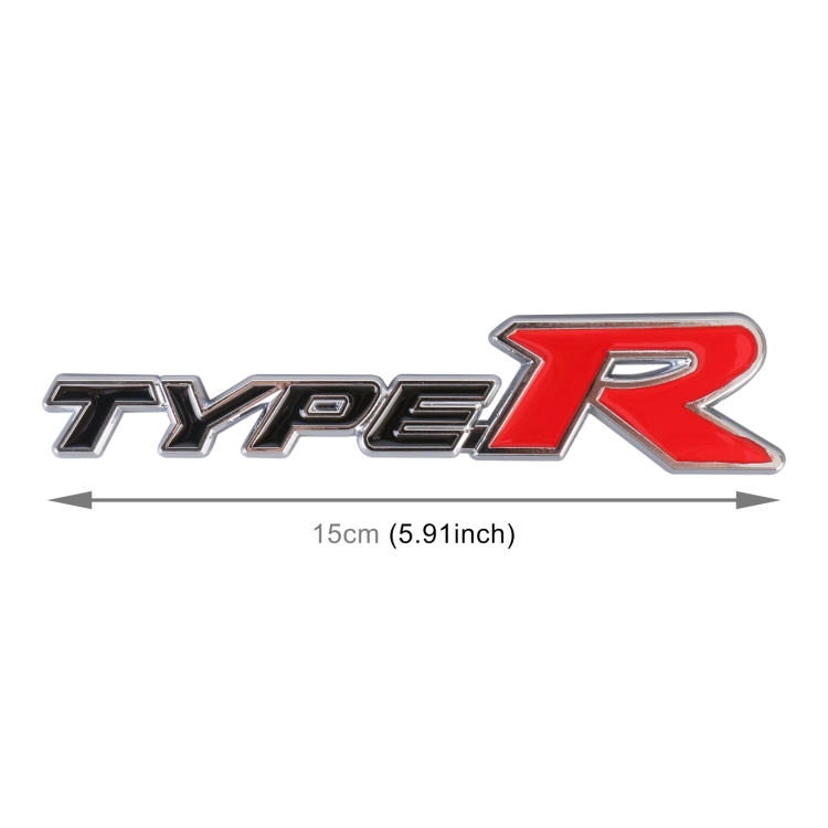 Car TYPE-R Personalized Aluminum Alloy Decorative Stickers, Size:15x3x0.4cm(Black Red)