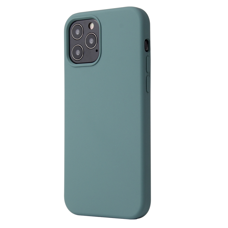 For iPhone 12 / 12 Pro Solid Color Liquid Silicone Shockproof Protective Case(Pine Green)