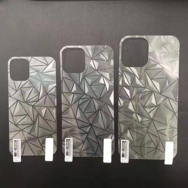For iPhone 16 Rhombus Pattern Sticker Frosted Phone Back Film(Silver)