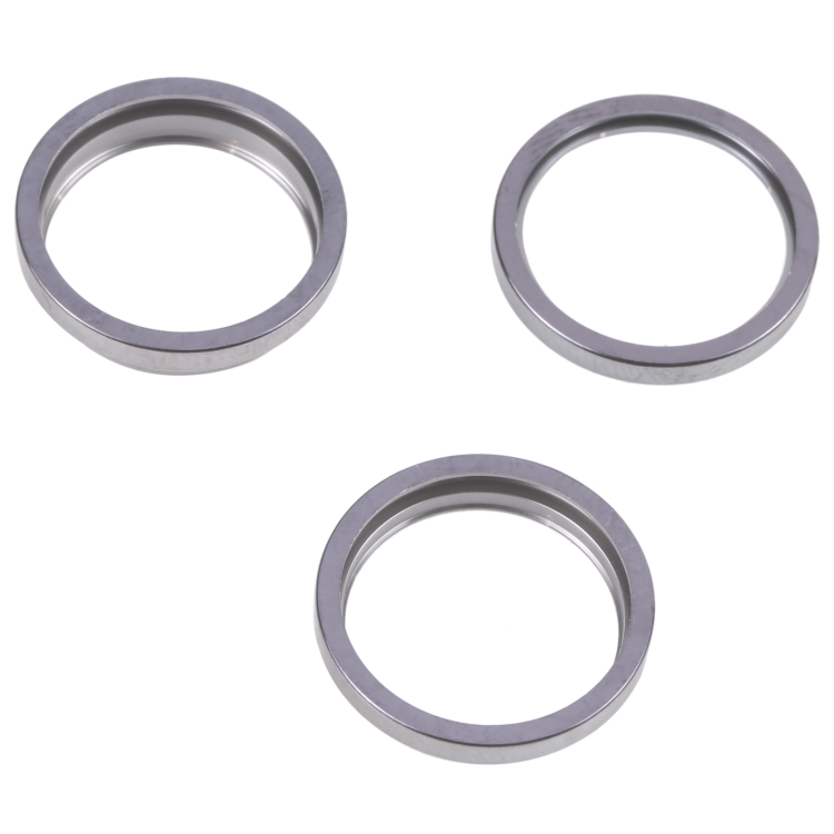 For iPhone 14 Pro Max 3PCS Rear Camera Glass Lens Metal Outside Protector Hoop Ring(Grey)