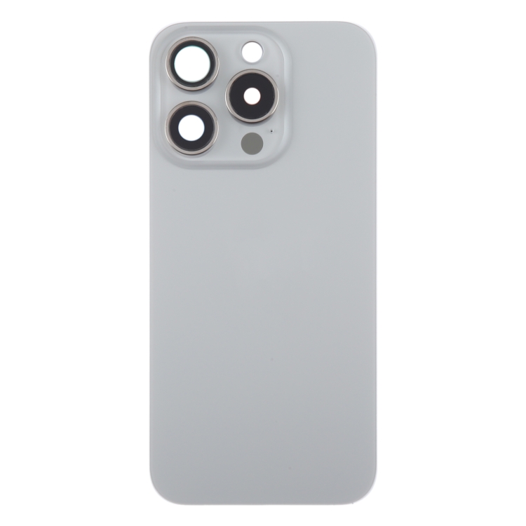 For iPhone 15 Pro Max Glass Battery Back Cover with Camera Lens Cover(Grey)