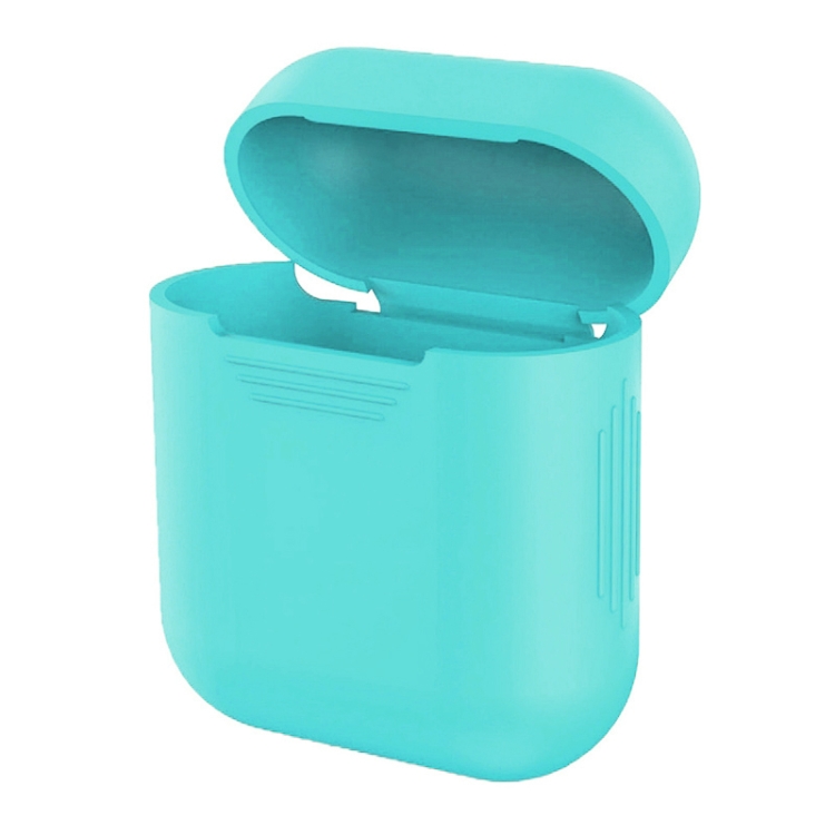 Portable Wireless Bluetooth Earphone Silicone Protective Box Anti-lost Dropproof Storage Bag  for Apple AirPods 1/2(Earphone is not Included)(Mint Green)