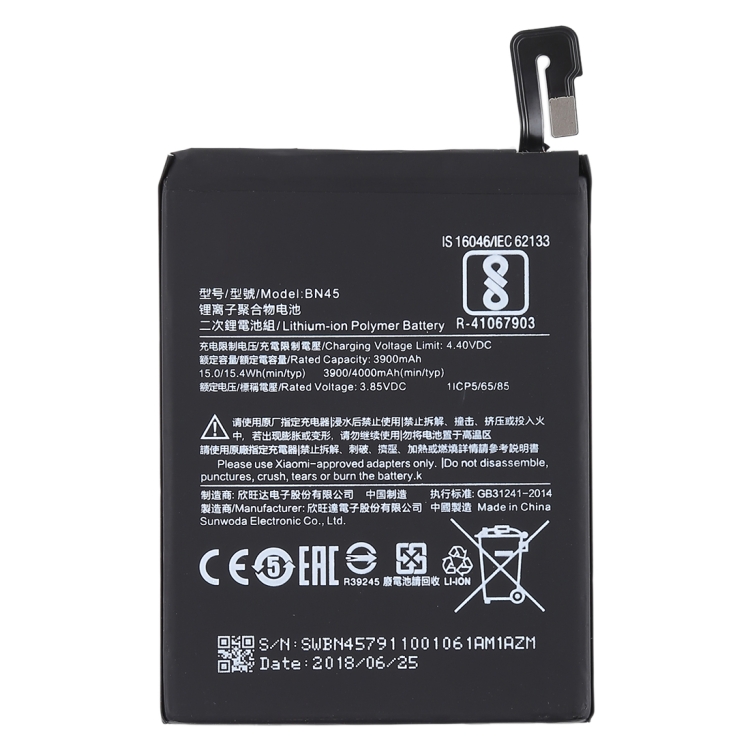 3900mAh BN45 for Xiaomi Redmi Note 5 Li-Polymer Battery