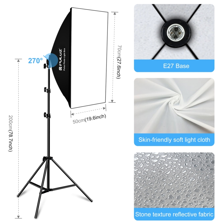 PULUZ LED Light Studio Softbox Photography Kit with Background & Reflective & Tripod Mount & Sandbags(EU Plug)