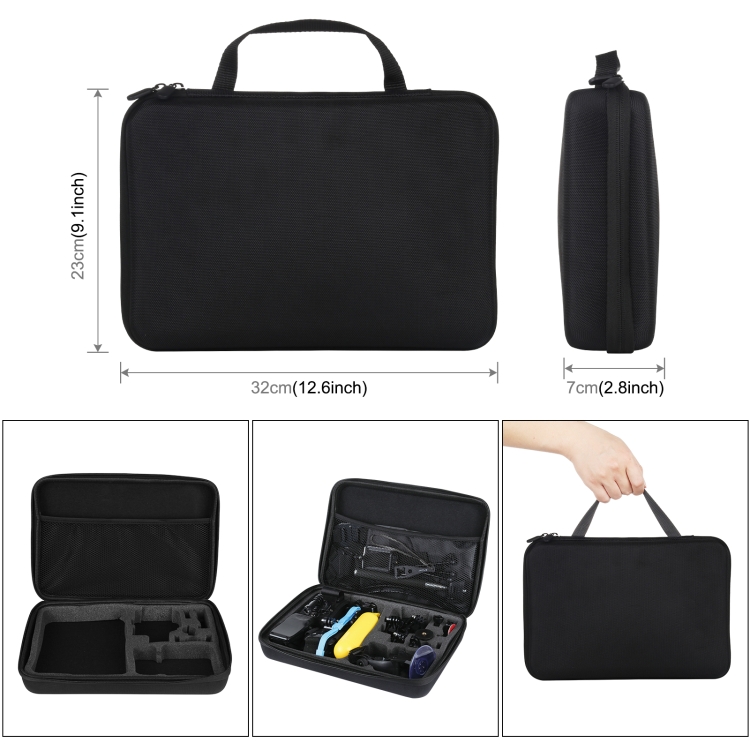 PULUZ 50 in 1 Accessories Total Ultimate Combo Kits with EVA Case (Chest Strap + Suction Cup Mount + 3-Way Pivot Arms + J-Hook Buckle + Wrist Strap + Helmet Strap + Extendable Monopod + Surfa