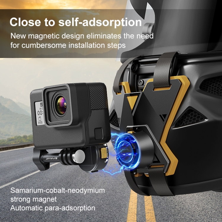 PULUZ Magnetic Quick Release Motorcycle Helmet Chin Strap Mount (Black)