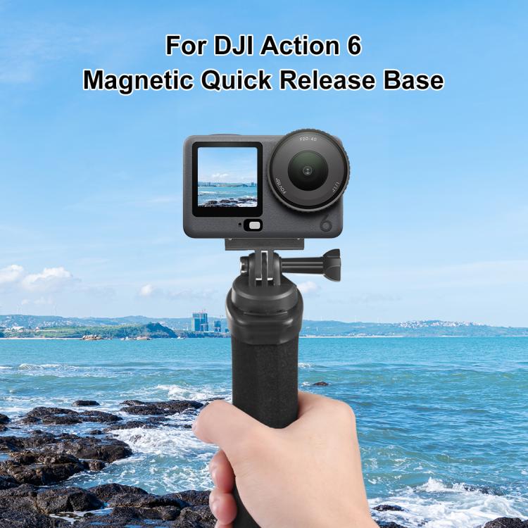 For DJI Osmo Action 6 / Nano PULUZ Plastic Magnetic Quick Release Base Mount (Black)