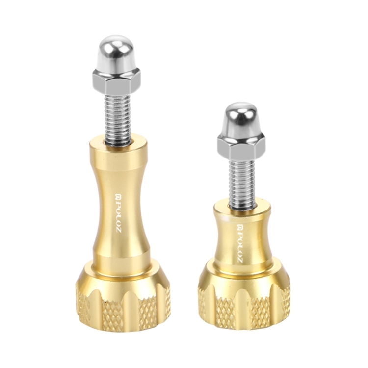 PULUZ CNC Aluminum Thumb Knob Stainless Bolt Nut Screw Set for GoPro, Insta360, DJI and Other Action Cameras(Gold)