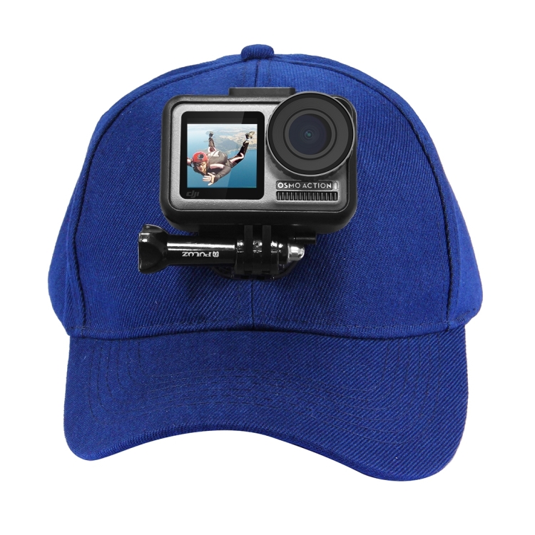 PULUZ Baseball Hat with J-Hook Buckle Mount & Screw for GoPro, DJI OSMO Action and Other Action Cameras(Blue)