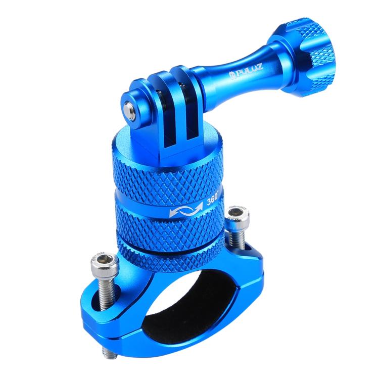 PULUZ 360 Degree Rotation Bike Aluminum Handlebar Adapter Mount with Screw for GoPro, Insta360, DJI and Other Action Cameras(Blue)