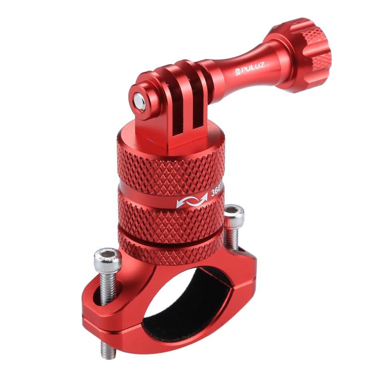 PULUZ 360 Degree Rotation Bike Aluminum Handlebar Adapter Mount with Screw for GoPro, Insta360, DJI and Other Action Cameras(Red)