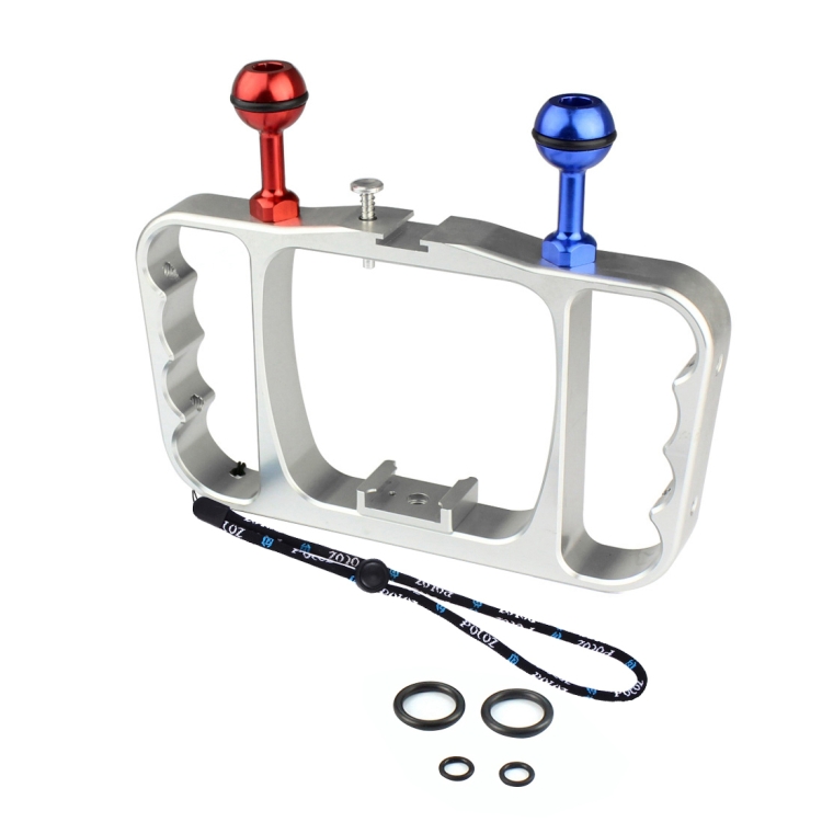 PULUZ Dual Handheld Diving Light Arm CNC Aluminum Mount with Lanyard for GoPro, Insta360, DJI and Other Action Cameras(Silver)