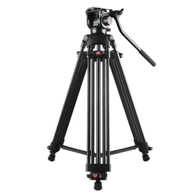 PULUZ Professional Heavy Duty Video Camcorder Aluminum Alloy Tripod with Fluid Drag Head for DSLR / SLR Camera, Adjustable Height: 80-160cm(Black)