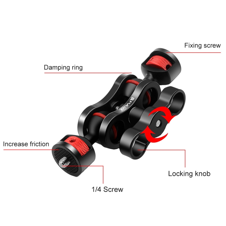 PULUZ Magic Arm Bracket Mount 1/4 inch Ball Head Magic Arm(Black)