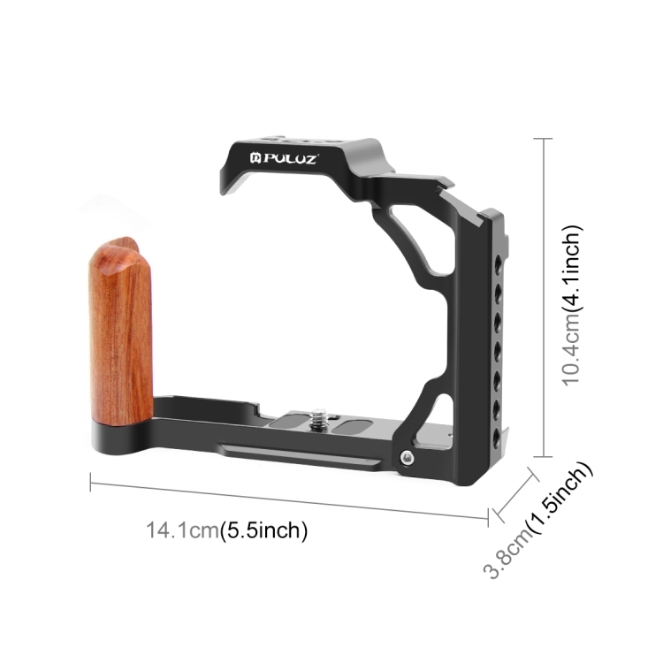 For Nikon ZFC PULUZ Wood Handle Metal Camera Cage Stabilizer Rig(Black)