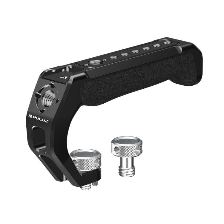 PULUZ Arri Metal Silicone Top Handle with Cold Shoe Mount for Mirrorless Camera Cage Stabilizer (Black)