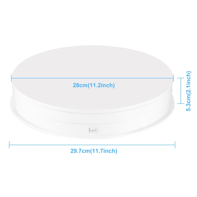 PULUZ 30cm Adjusting Speed Rotating Turntable Display Stand, Load 10-15kg, EU Plug(White)