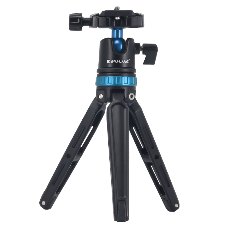 PULUZ Pocket Mini Adjustable Metal Desktop Tripod Mount with 360 Degree Ball Head for DSLR & Digital Cameras, Adjustable Height: 11-20.2cm(Blue)