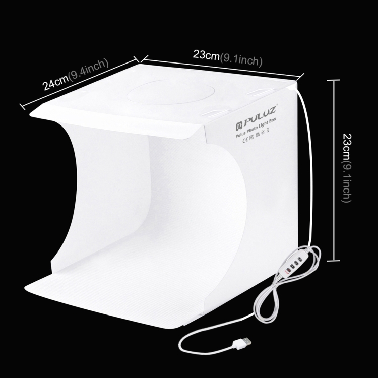 PULUZ 23cm Ring LED Panel Folding Portable Light Photo Lighting Studio Shooting Tent Box Kit with 6 Colors Backdrops (Black, White, Yellow, Red, Green, Blue), Unfold Size: 24cm x 23cm x 23cm
