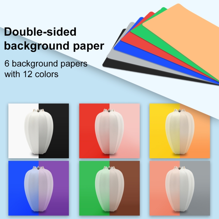 PULUZ 25cm Folding Portable 3 Modes Dual Color Temperature Ring Light Photo Lighting Studio Shooting Tent Box with 6 x Dual-side Color Backdrops, Size: 25cm x 25cm x 25cm(Black)